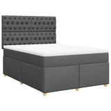 Slatted bed base with mattress Dark grey 140x190cm Fabric