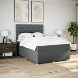 Slatted bed base with mattress Dark grey 140x190cm Fabric