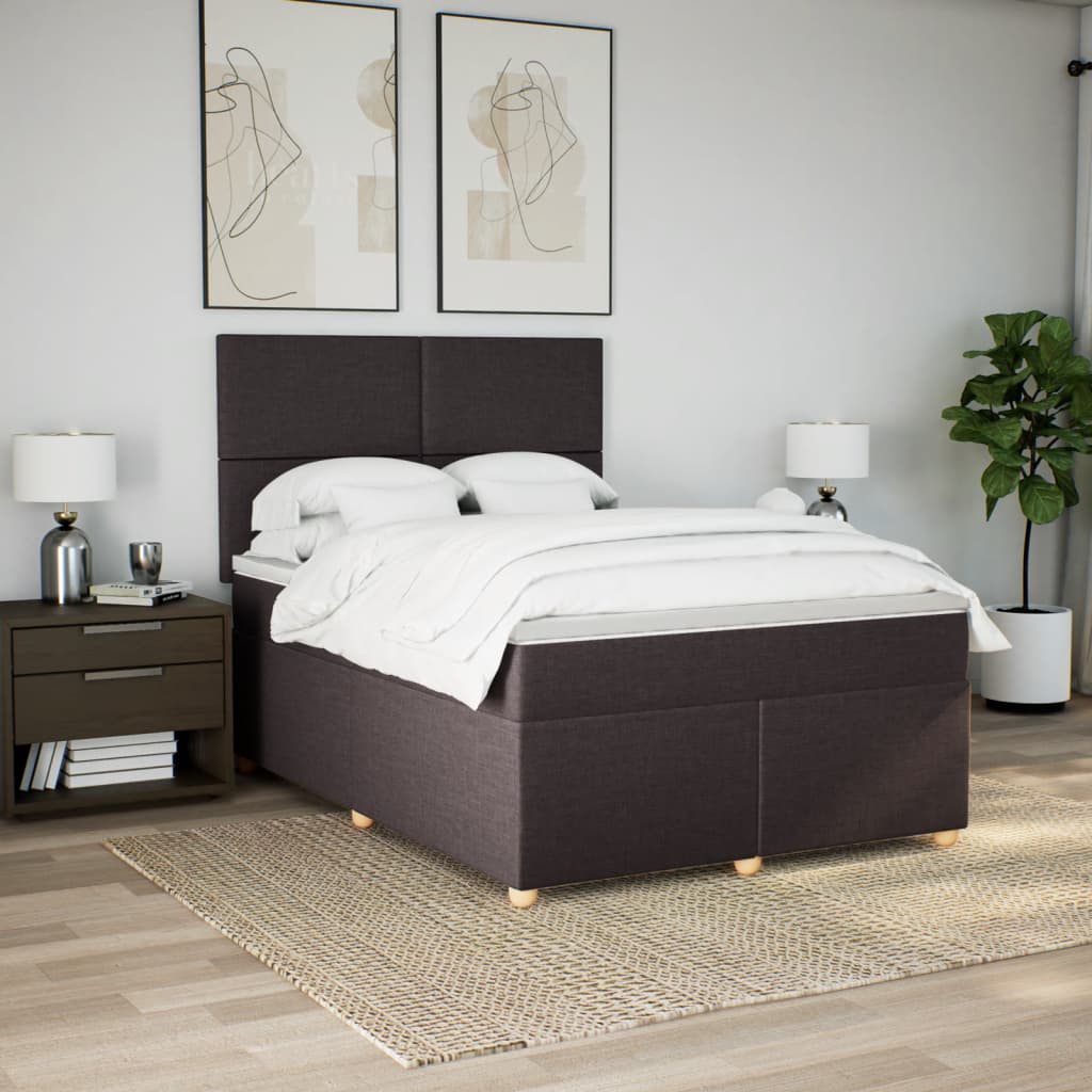 Slatted bed base with mattress Dark brown 140x200 cm