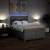 Slatted bed base with mattress Light grey 140x200cm Fabric