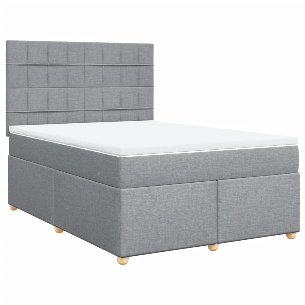 Slatted bed base with mattress Light grey 160x200cm Fabric