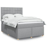 Slatted bed base with mattress Light grey 160x200cm Fabric