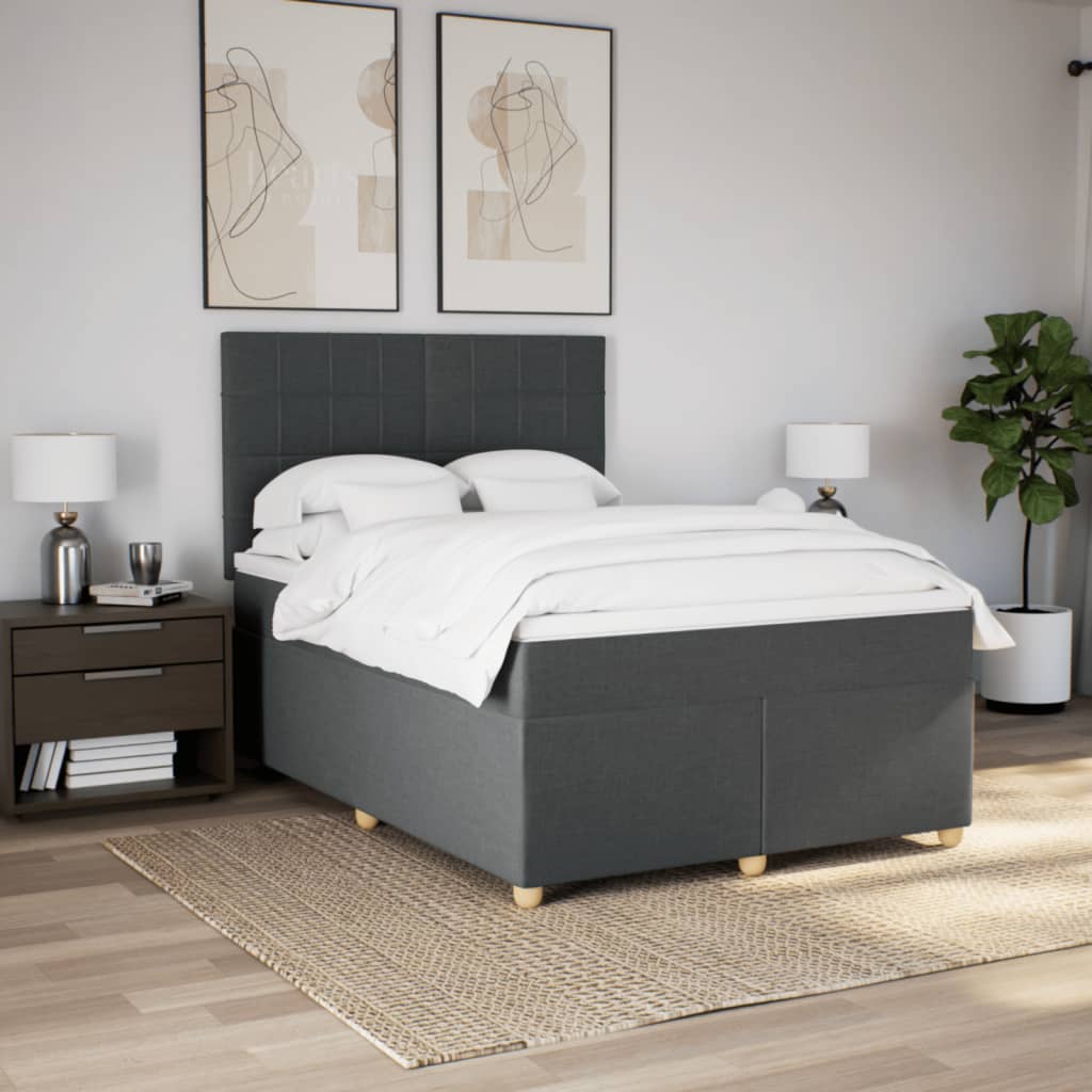 Slatted bed base with mattress Dark grey 160x200cm Fabric