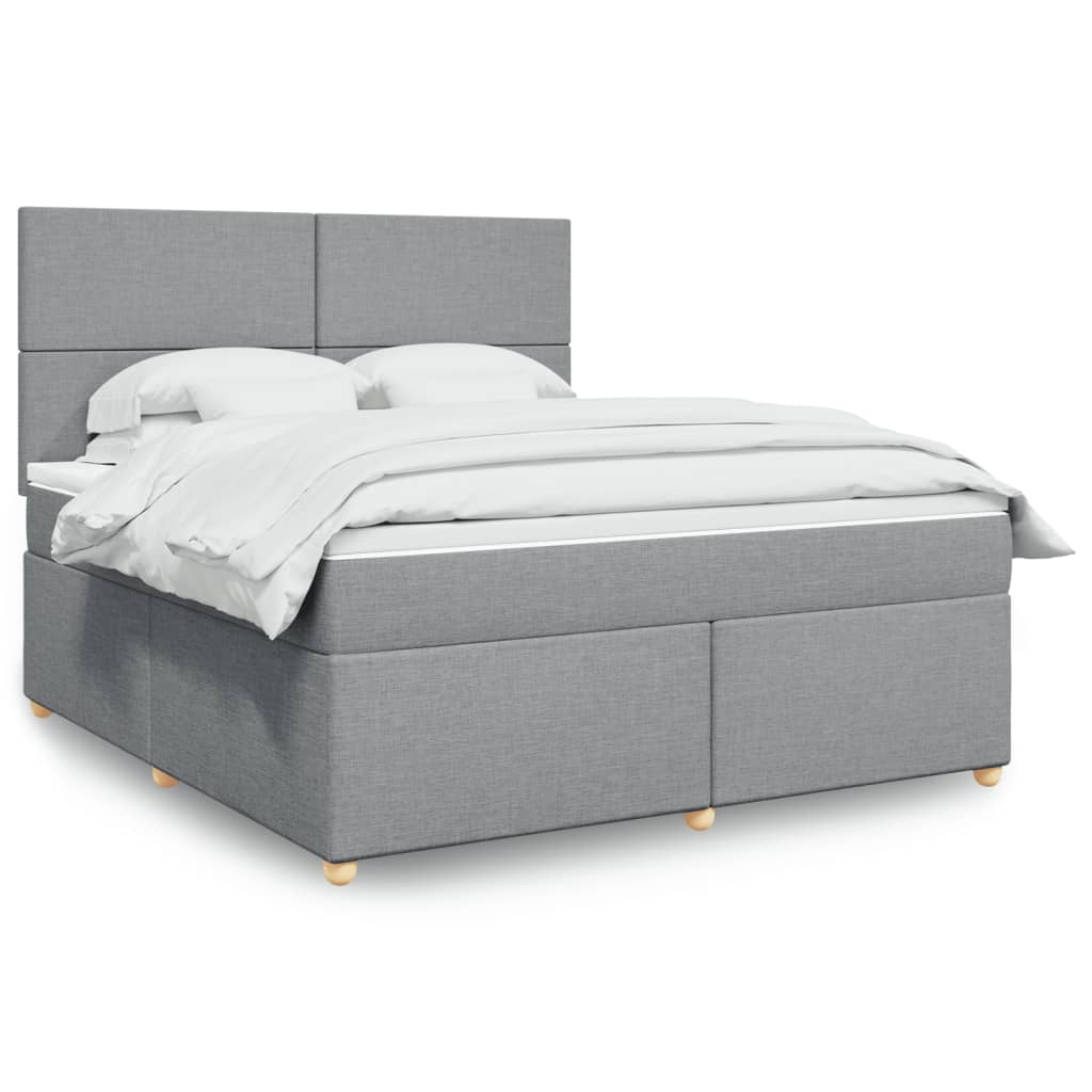 Slatted bed base with mattress Light grey 180x200cm Fabric