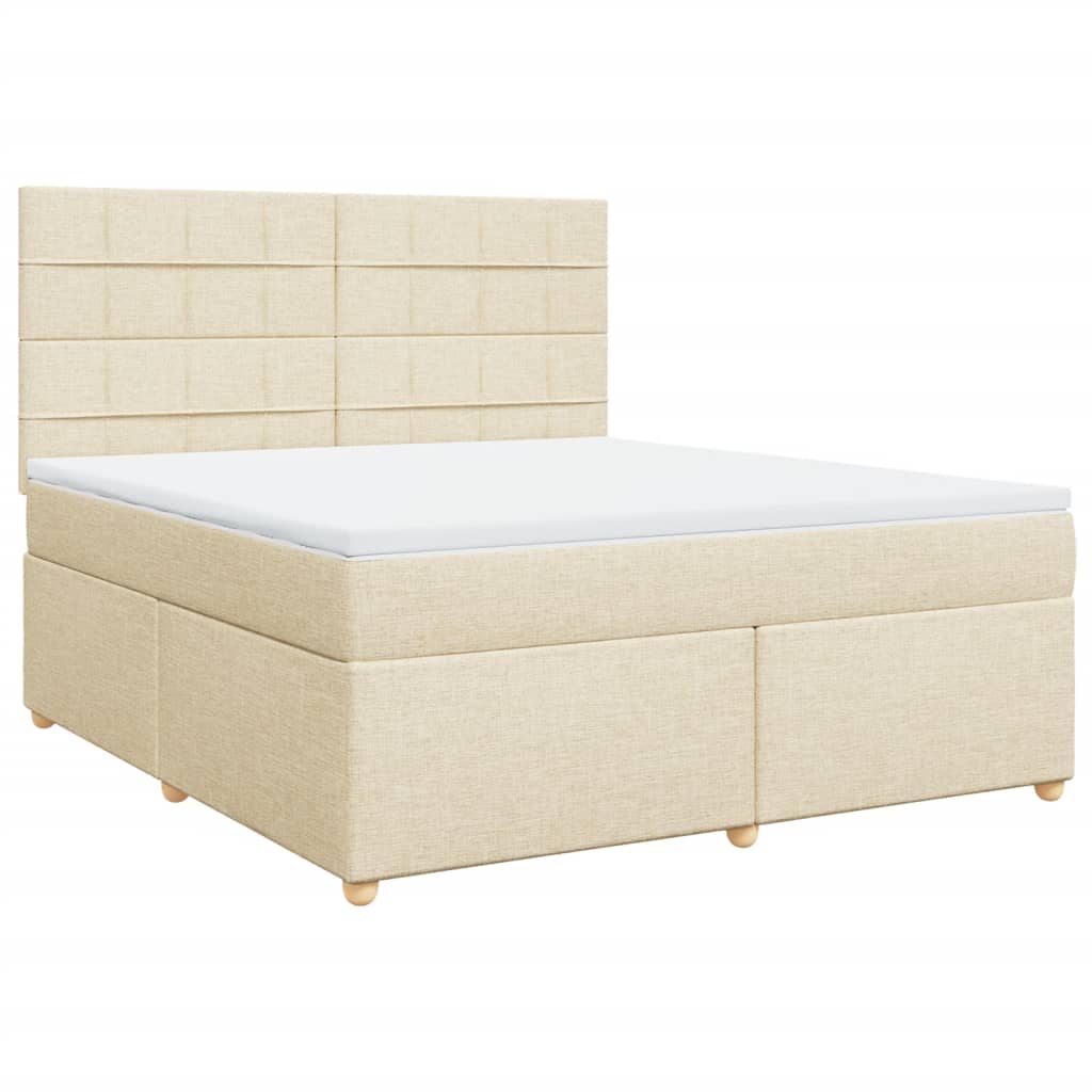 Bed slatted base with mattress Cream 180x200 cm Fabric