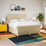 Bed slatted base with mattress Cream 180x200 cm Fabric