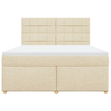 Bed slatted base with mattress Cream 180x200 cm Fabric