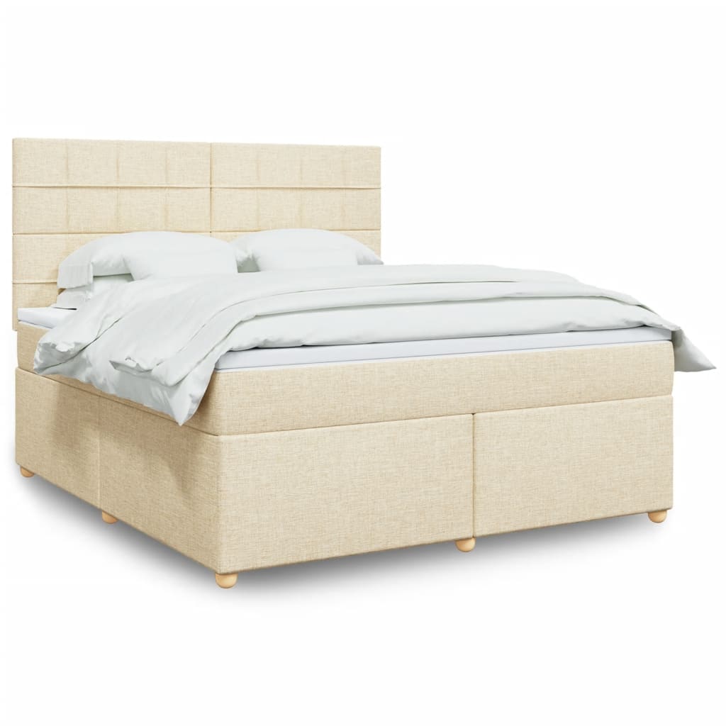 Bed slatted base with mattress Cream 180x200 cm Fabric