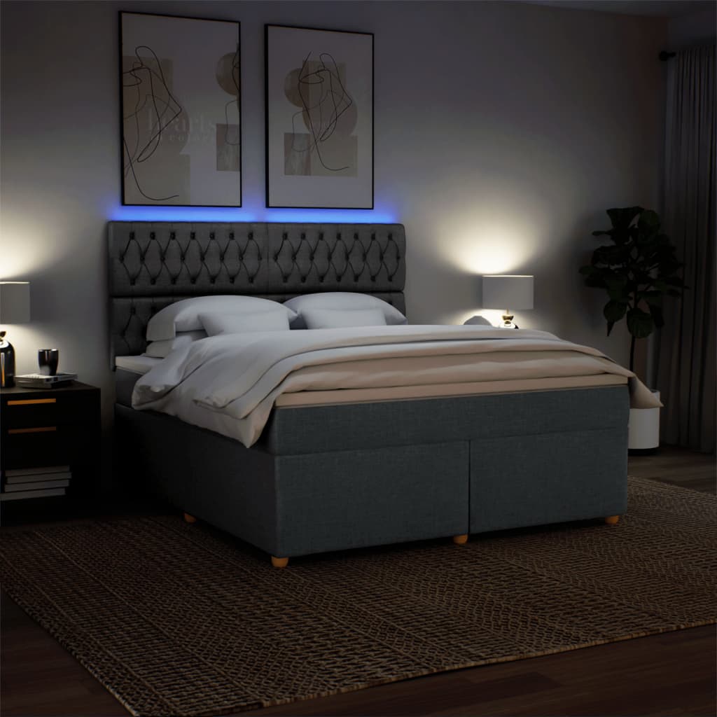 Slatted bed base with mattress Dark grey 180x200cm Fabric