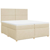 Bed slatted base with mattress Cream 200x200 cm Fabric