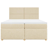 Bed slatted base with mattress Cream 200x200 cm Fabric