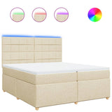 Bed slatted base with mattress Cream 200x200 cm Fabric