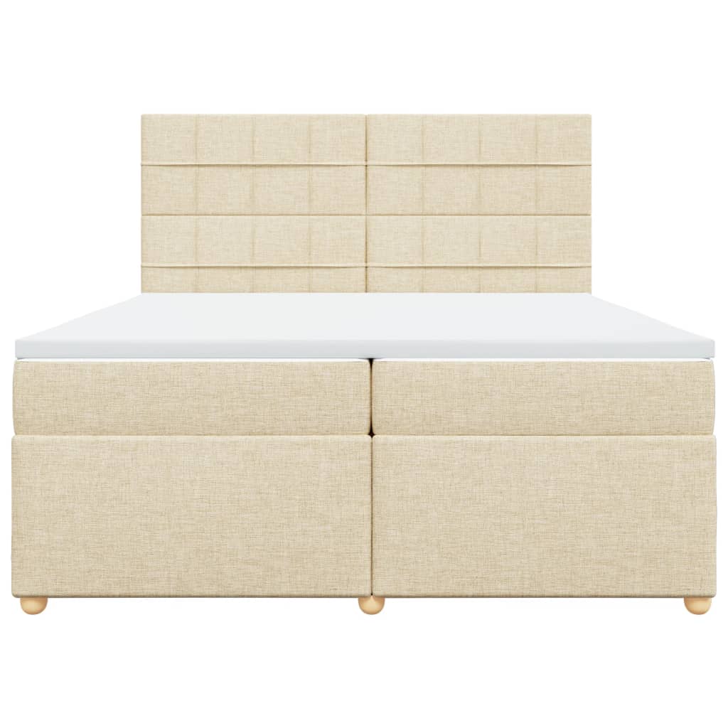 Sommier à lattes de lit avec matelas Crème 200x200 cm Tissu