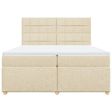 Bed slatted base with mattress Cream 200x200 cm Fabric