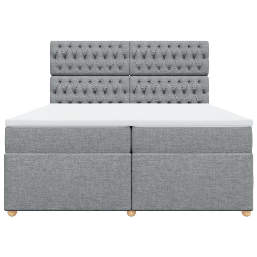 Sommier à lattes de lit avec matelas Gris clair 200x200cm Tissu