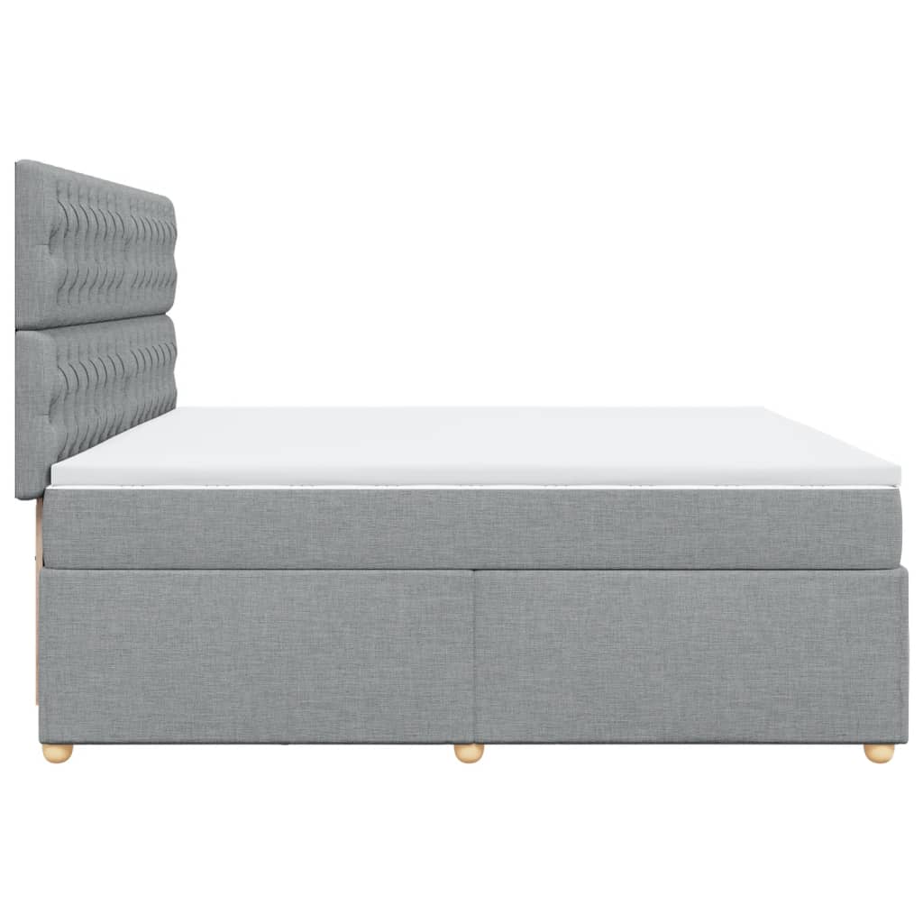 Sommier à lattes de lit avec matelas Gris clair 200x200cm Tissu