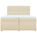 Bed slatted base with mattress Cream 200x200 cm Fabric