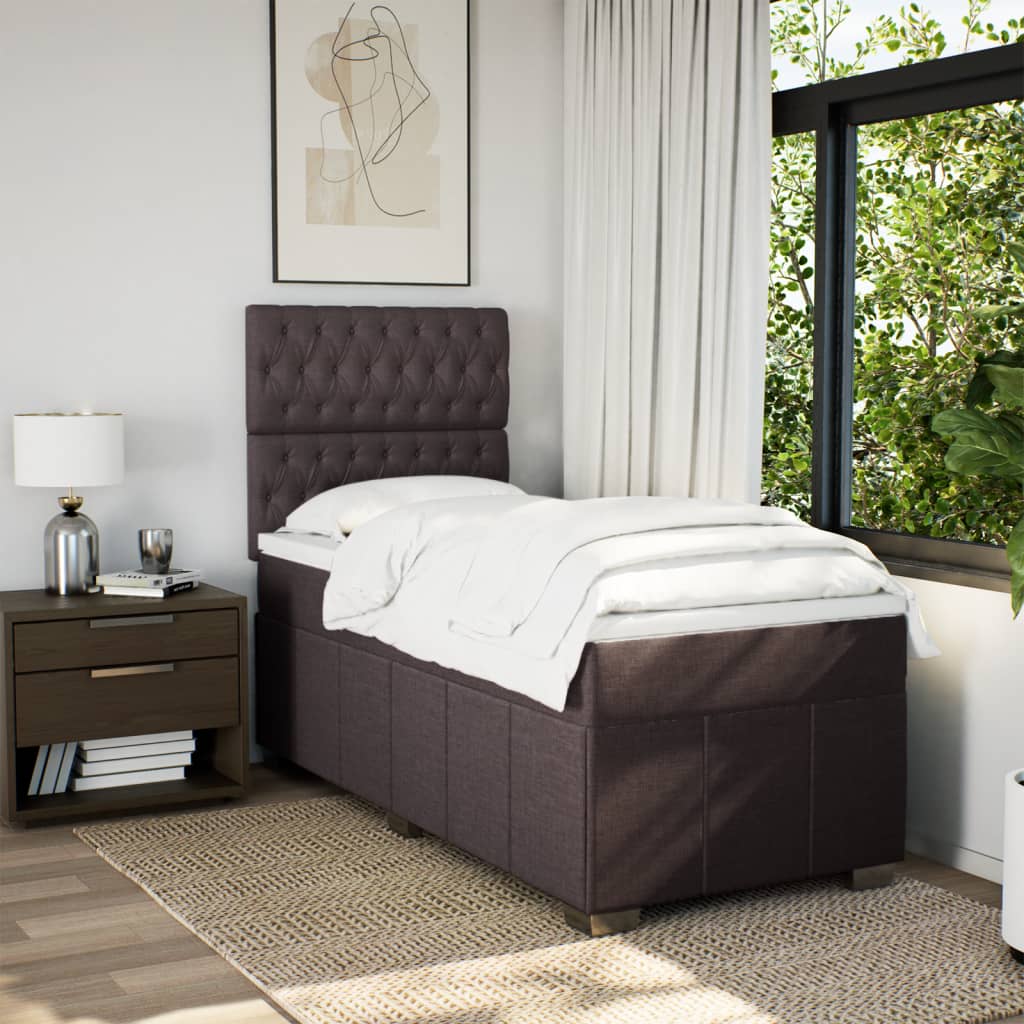 Slatted bed base with mattress Dark brown 90x190 cm