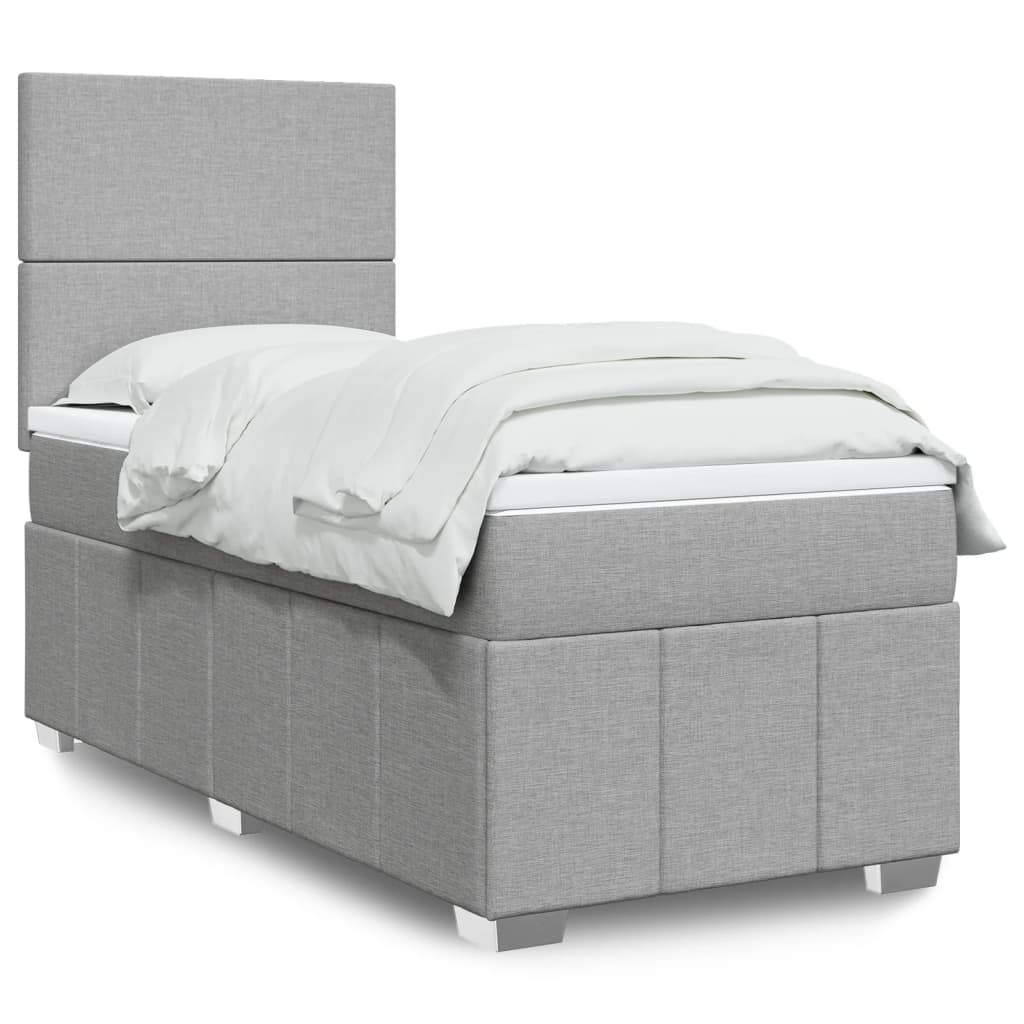 Sommier à lattes de lit avec matelas Gris clair 90x200 cm Tissu