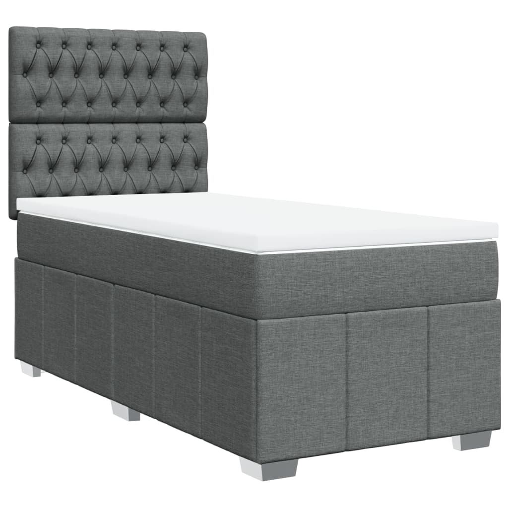 Sommier à lattes de lit avec matelas Gris foncé 90x200 cm Tissu