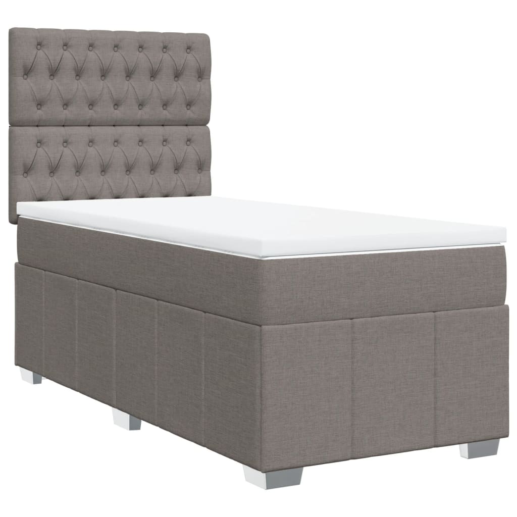 Sommier à lattes de lit avec matelas Taupe 100x200 cm Tissu