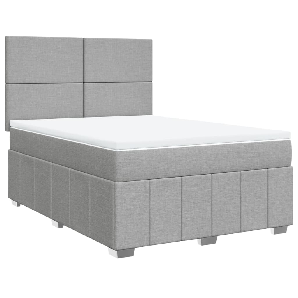 Sommier à lattes de lit avec matelas Gris clair 140x190cm Tissu