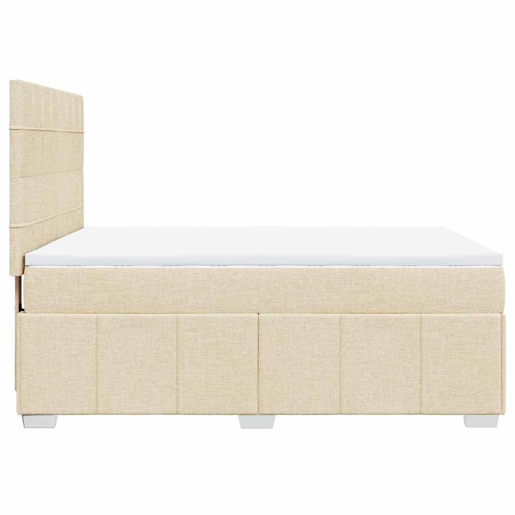 Sommier à lattes de lit avec matelas Crème 140x190 cm Tissu