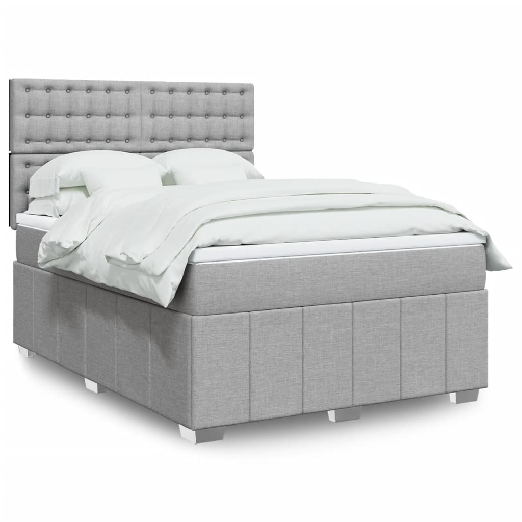 Sommier à lattes de lit avec matelas Gris clair 140x190cm Tissu