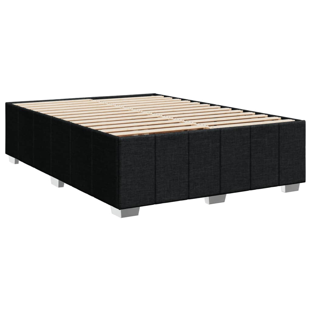 Sommier à lattes de lit avec matelas Noir 140x190 cm Tissu