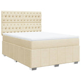 Bed slatted base with mattress Cream 140x200 cm Fabric