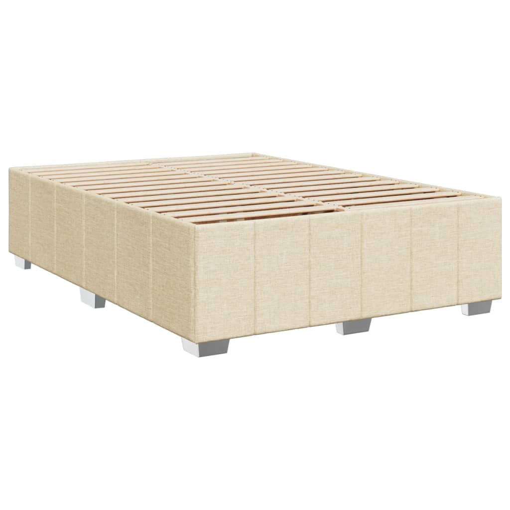 Bed slatted base with mattress Cream 140x200 cm Fabric