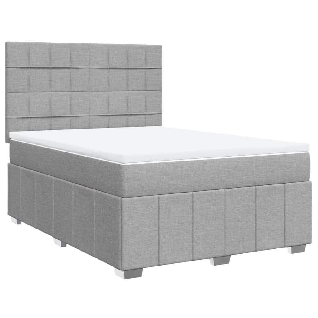 Slatted bed base with mattress Light grey 160x200cm Fabric