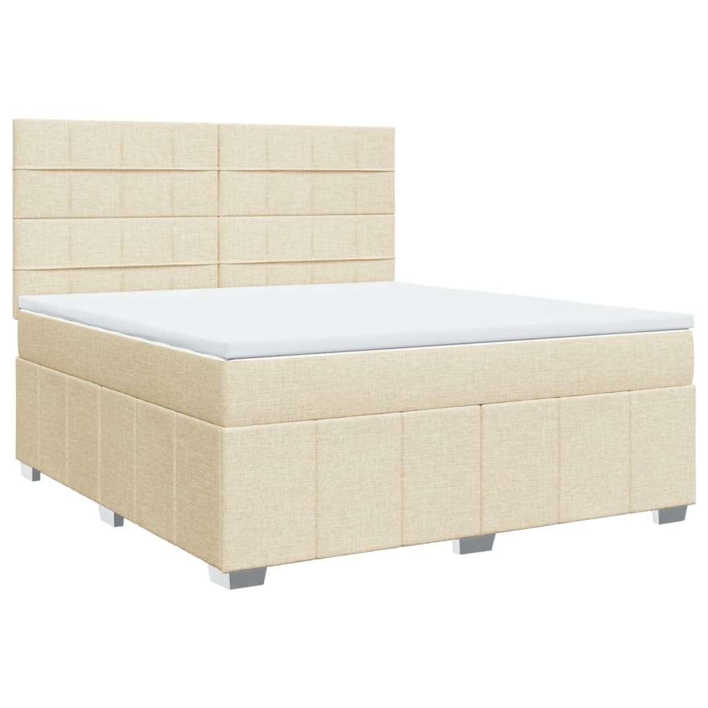 Sommier à lattes de lit avec matelas Crème 180x200 cm Tissu