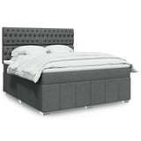 Slatted bed base with mattress Dark grey 180x200cm Fabric