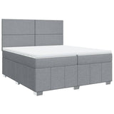 Sommier à lattes de lit avec matelas Gris clair 200x200cm Tissu