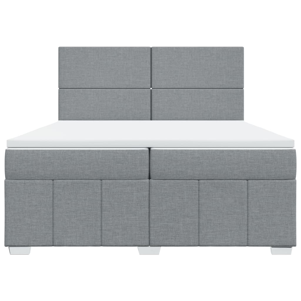 Sommier à lattes de lit avec matelas Gris clair 200x200cm Tissu