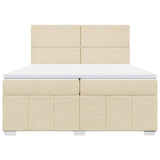 Bed slatted base with mattress Cream 200x200 cm Fabric