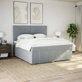 Slatted bed base with mattress Light grey 200x200cm Fabric