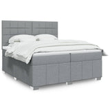 Slatted bed base with mattress Light grey 200x200cm Fabric