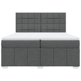 Sommier à lattes de lit avec matelas Gris foncé 200x200cm Tissu