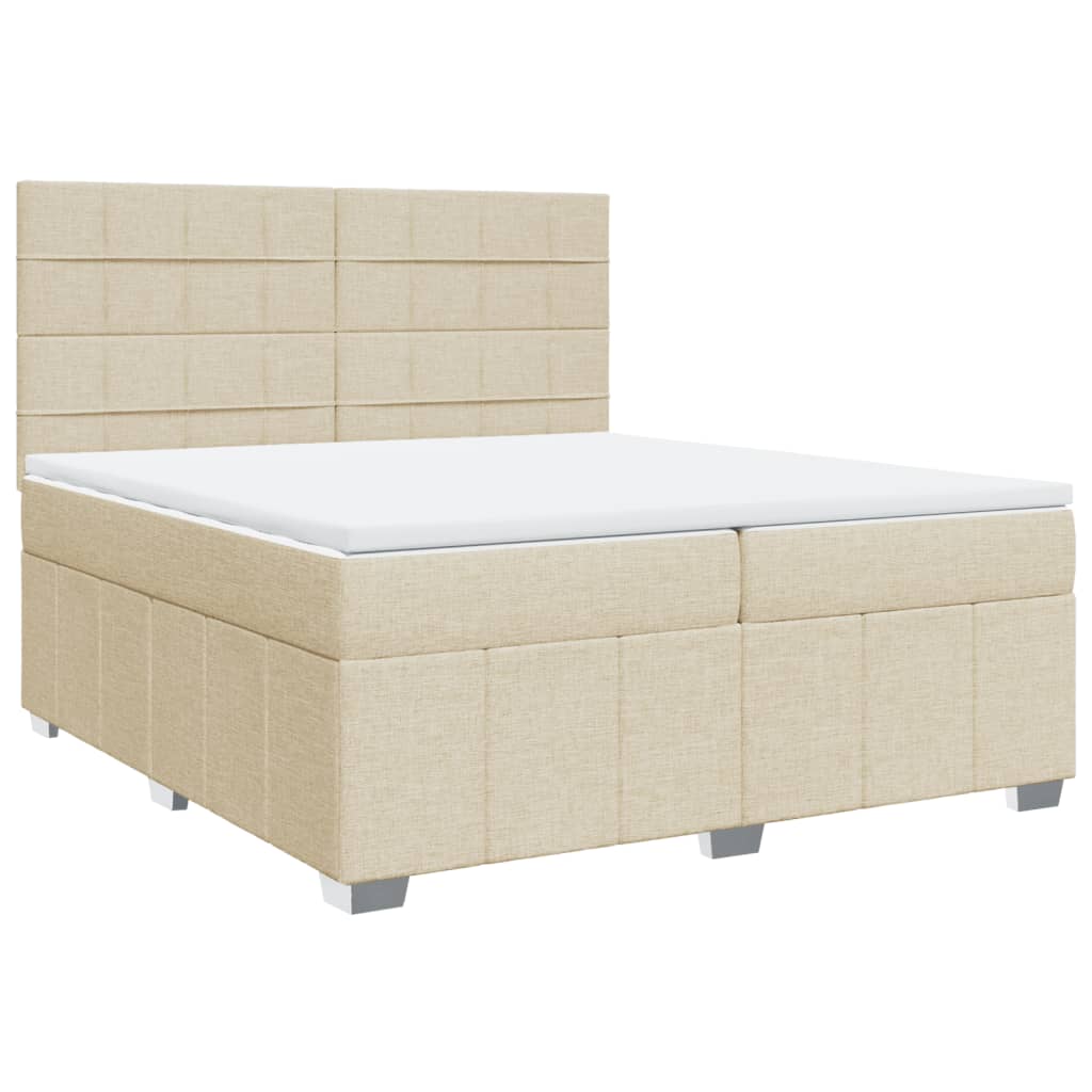 Bed slatted base with mattress Cream 200x200 cm Fabric