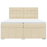 Bed slatted base with mattress Cream 200x200 cm Fabric