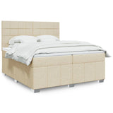 Bed slatted base with mattress Cream 200x200 cm Fabric