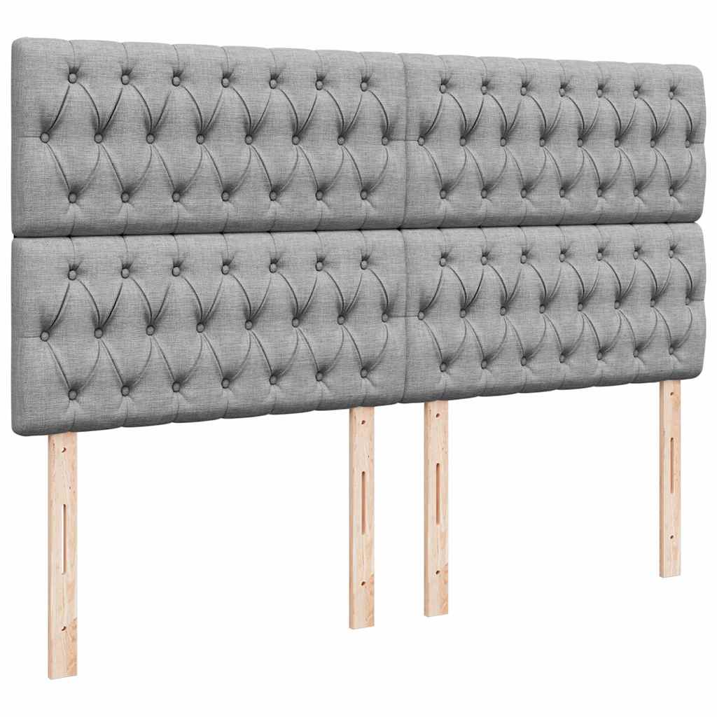 Sommier à lattes de lit avec matelas Gris clair 200x200cm Tissu