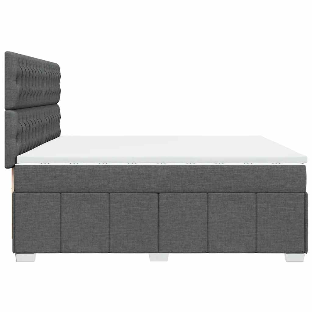 Sommier à lattes de lit avec matelas Gris foncé 200x200cm Tissu