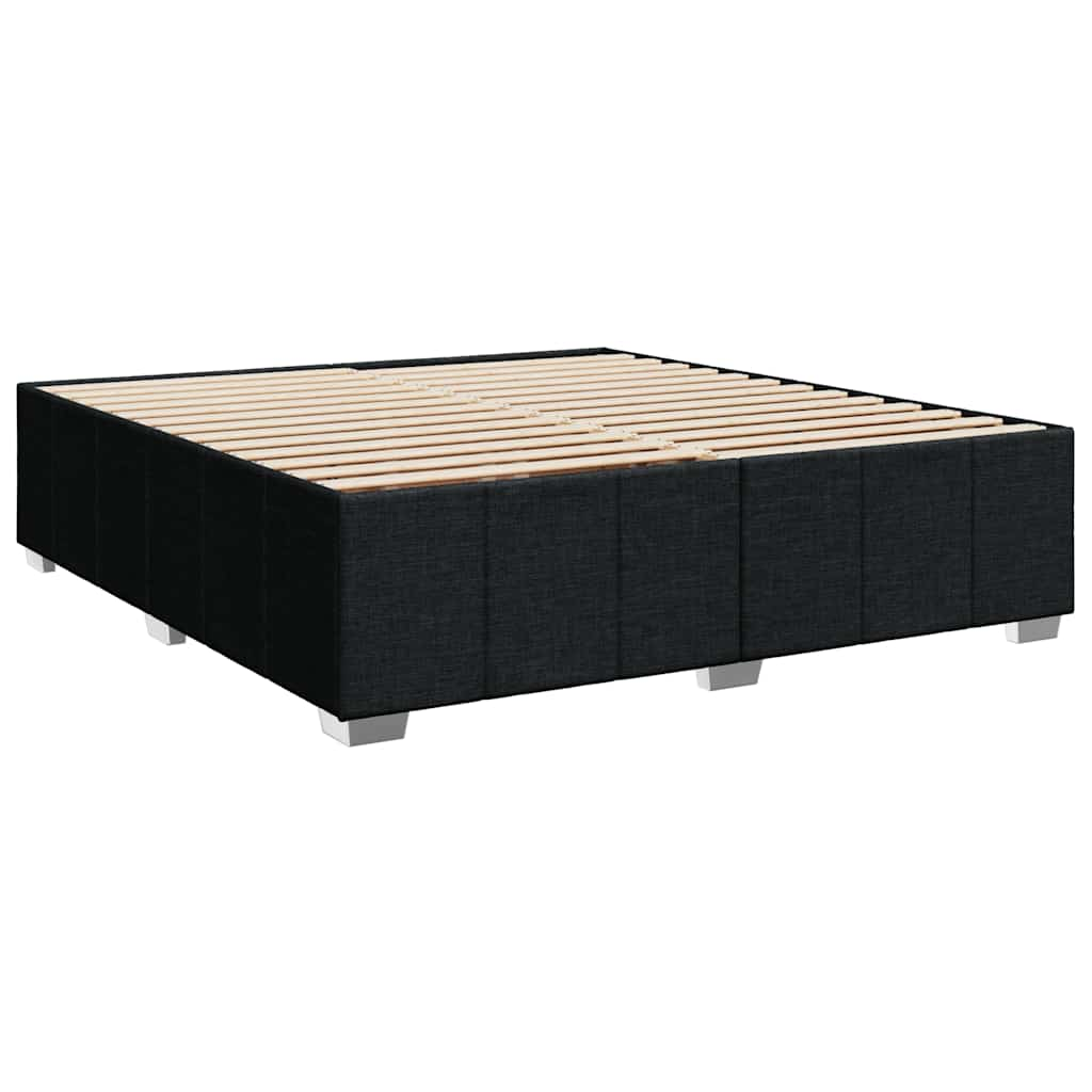 Sommier à lattes de lit avec matelas Noir 200x200 cm Tissu