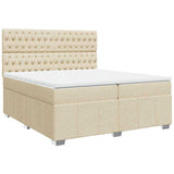 Bed slatted base with mattress Cream 200x200 cm Fabric