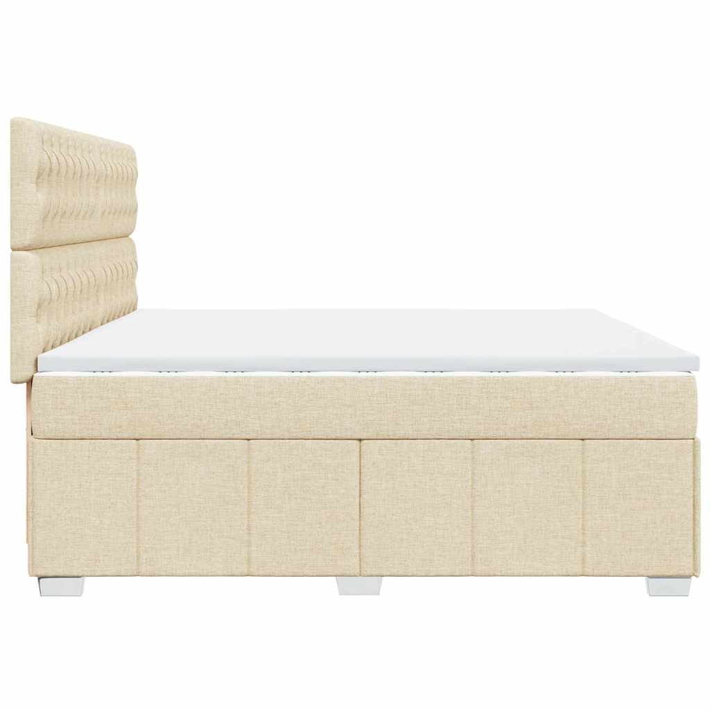 Bed slatted base with mattress Cream 200x200 cm Fabric