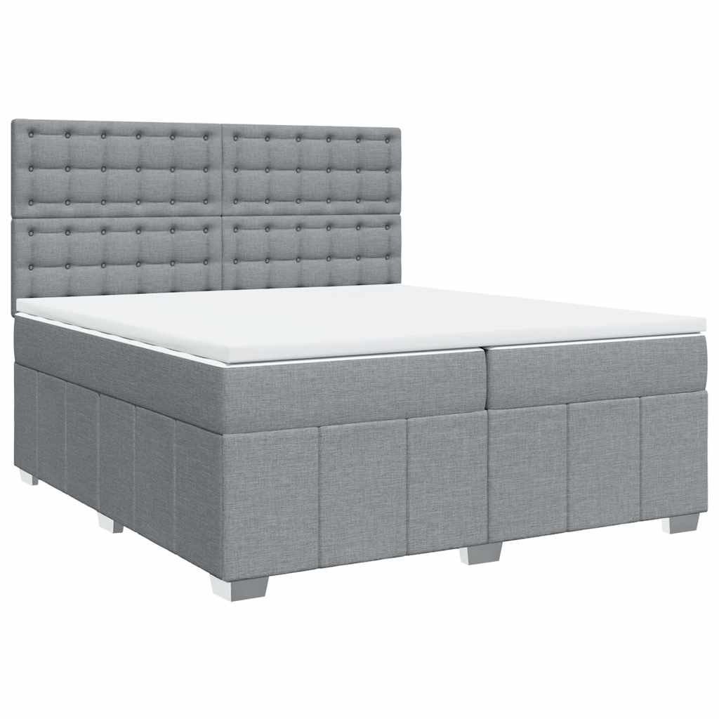 Sommier à lattes de lit avec matelas Gris clair 200x200cm Tissu