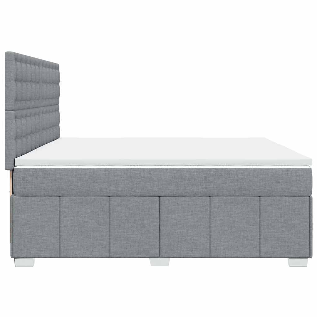 Sommier à lattes de lit avec matelas Gris clair 200x200cm Tissu